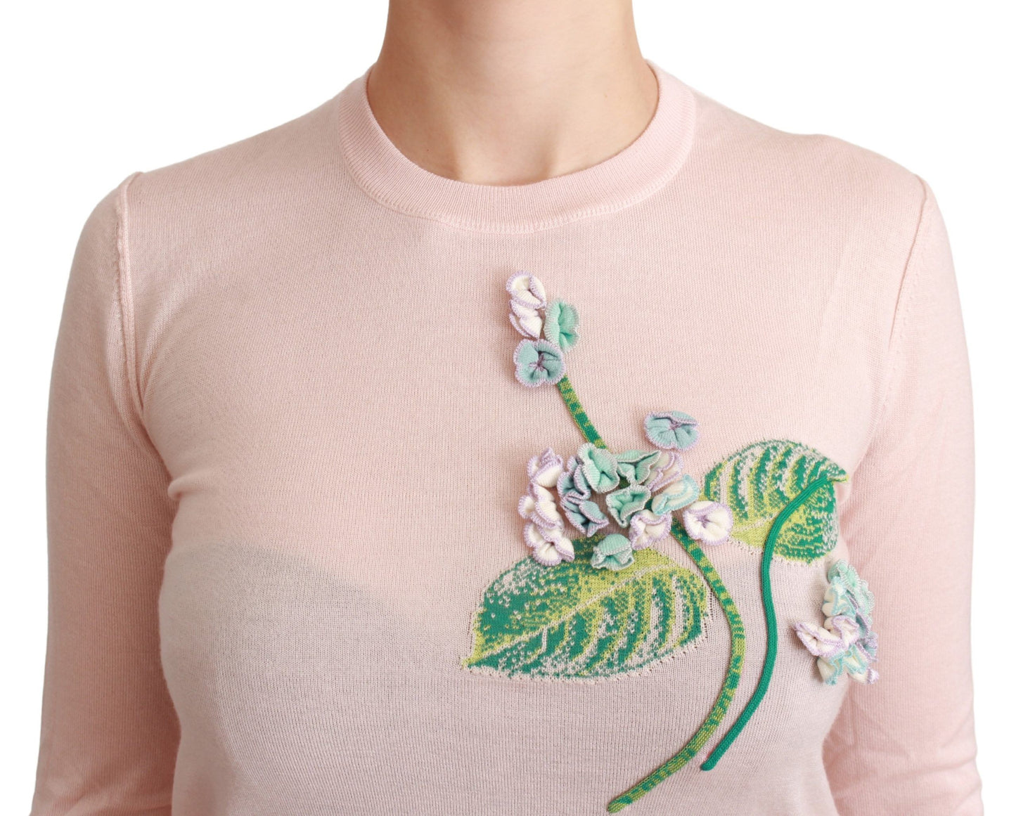 Silk Blend Floral Embroidered Sweater