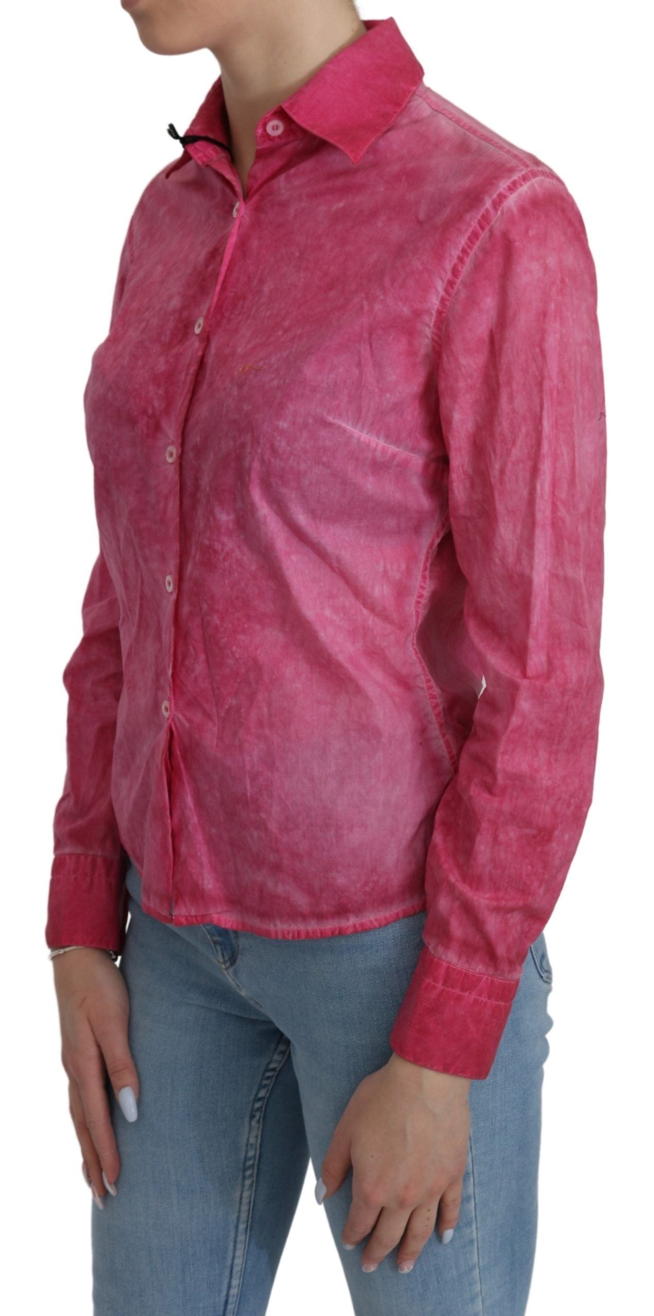 Chic Pink Cotton Polo Blouse by Ermanno Scervino