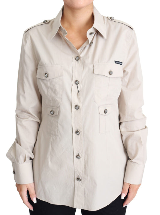 Elegant Beige Cotton Safari Shirt