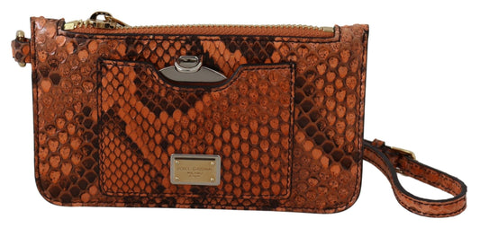 Elegant Python Patterned Leather Wristlet