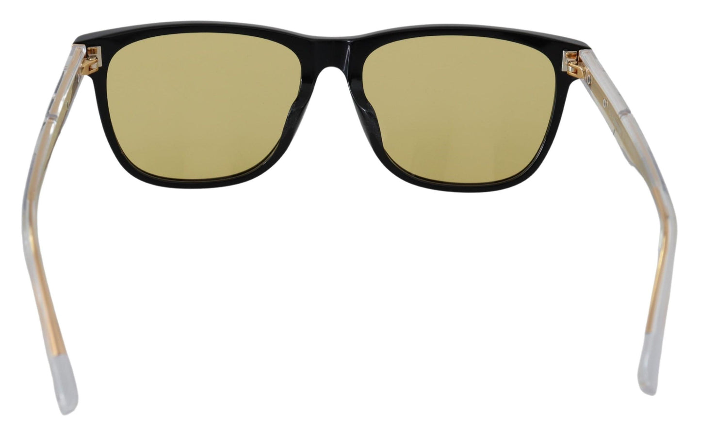 Schicke schwarze Acetat-Sonnenbrille mit gelben Gläsern