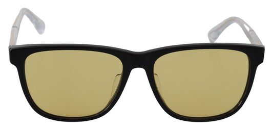 Schicke schwarze Acetat-Sonnenbrille mit gelben Gläsern