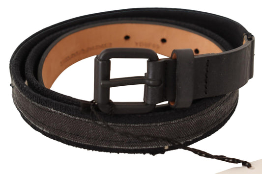 Classic Black Leather Belt with Buckle Fastening