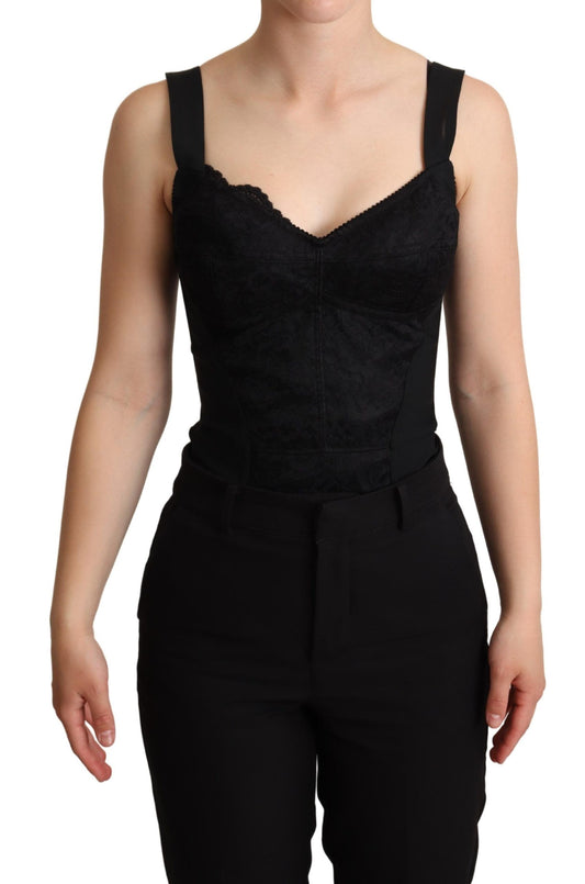 Elegantes schwarzes Spitzen-Bodysuit-Korsettkleid