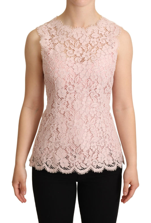 Elegante ärmellose Bluse aus rosa Spitze