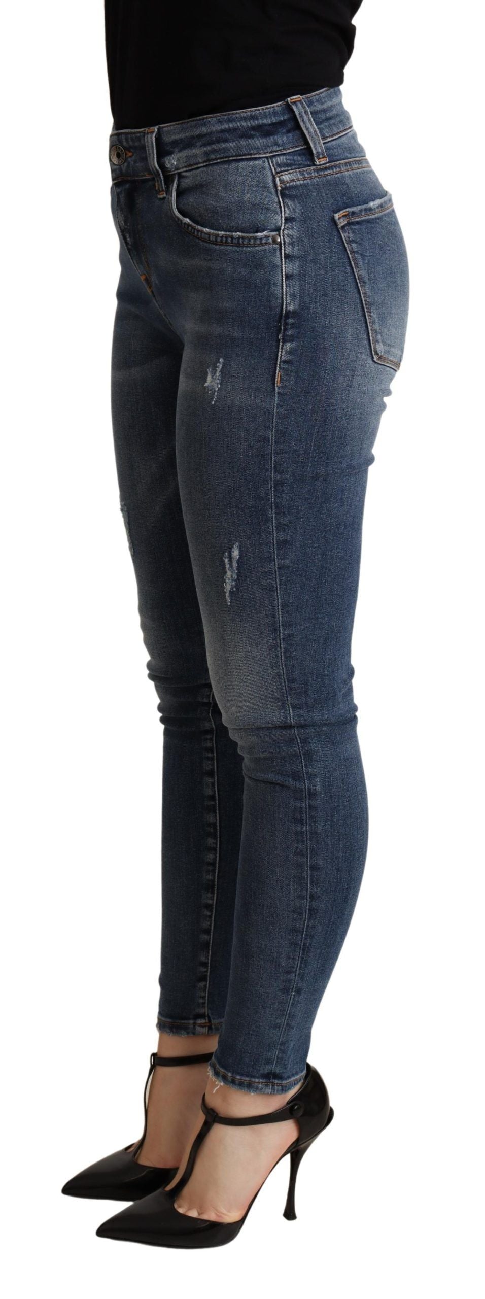 Elegante Skinny-Jeans in Blau mit mittlerer Taille