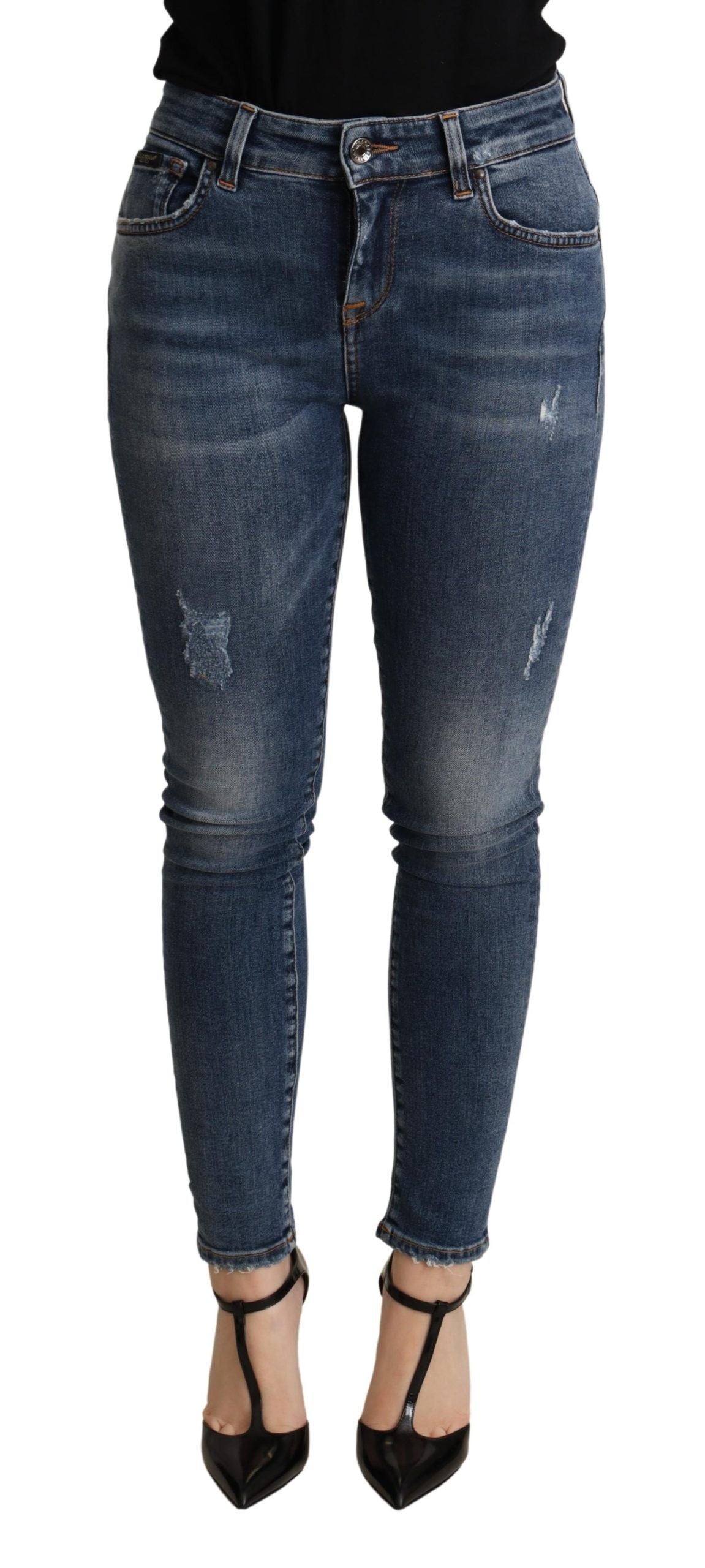 Elegante Skinny-Jeans in Blau mit mittlerer Taille