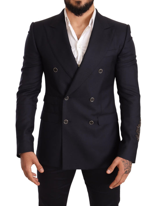 Tyylikäs Navy Cashmere Silk Blend Blazer