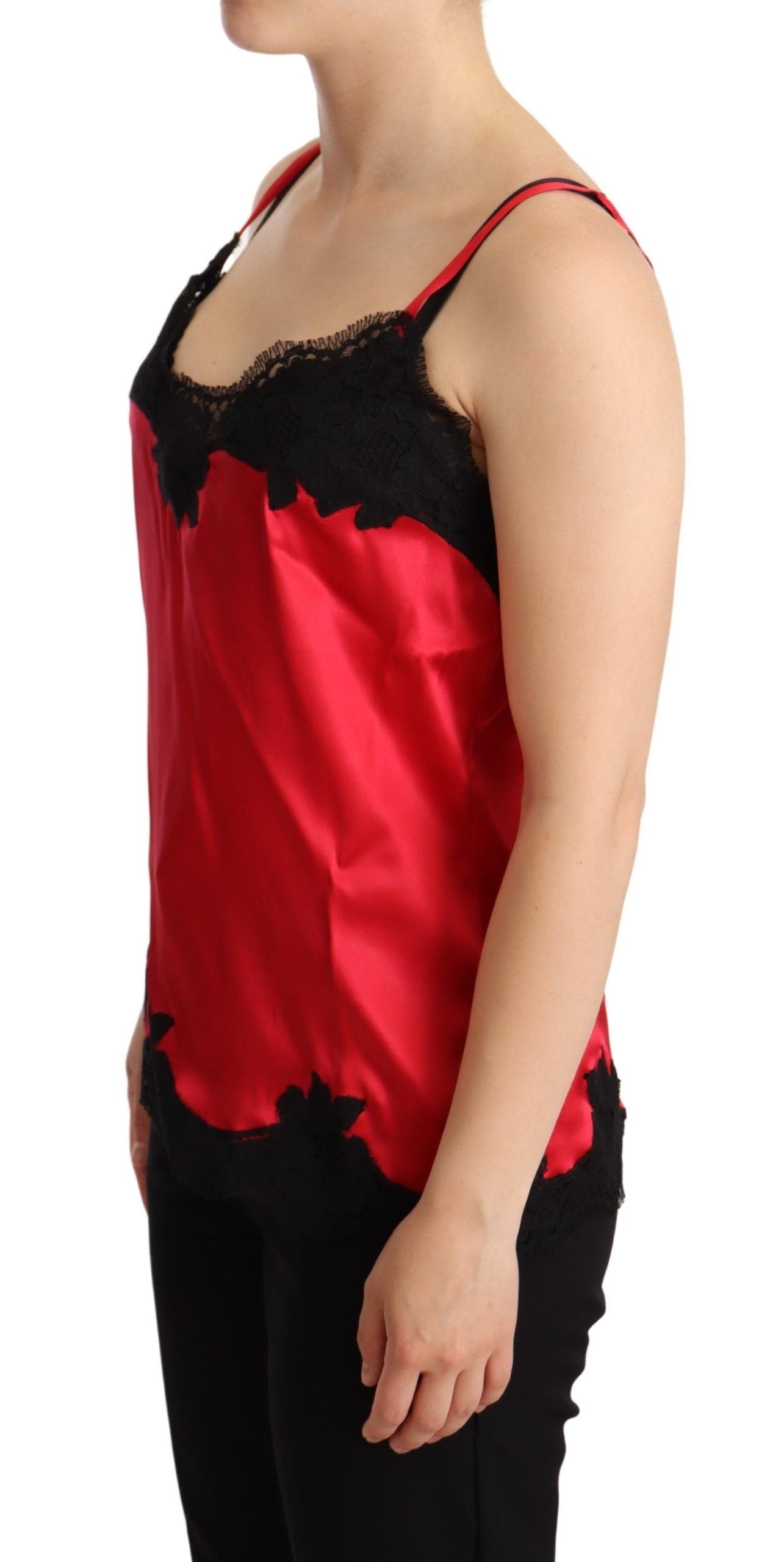 Bezauberndes rotes Spitzen-Camisole aus Seidenmischung