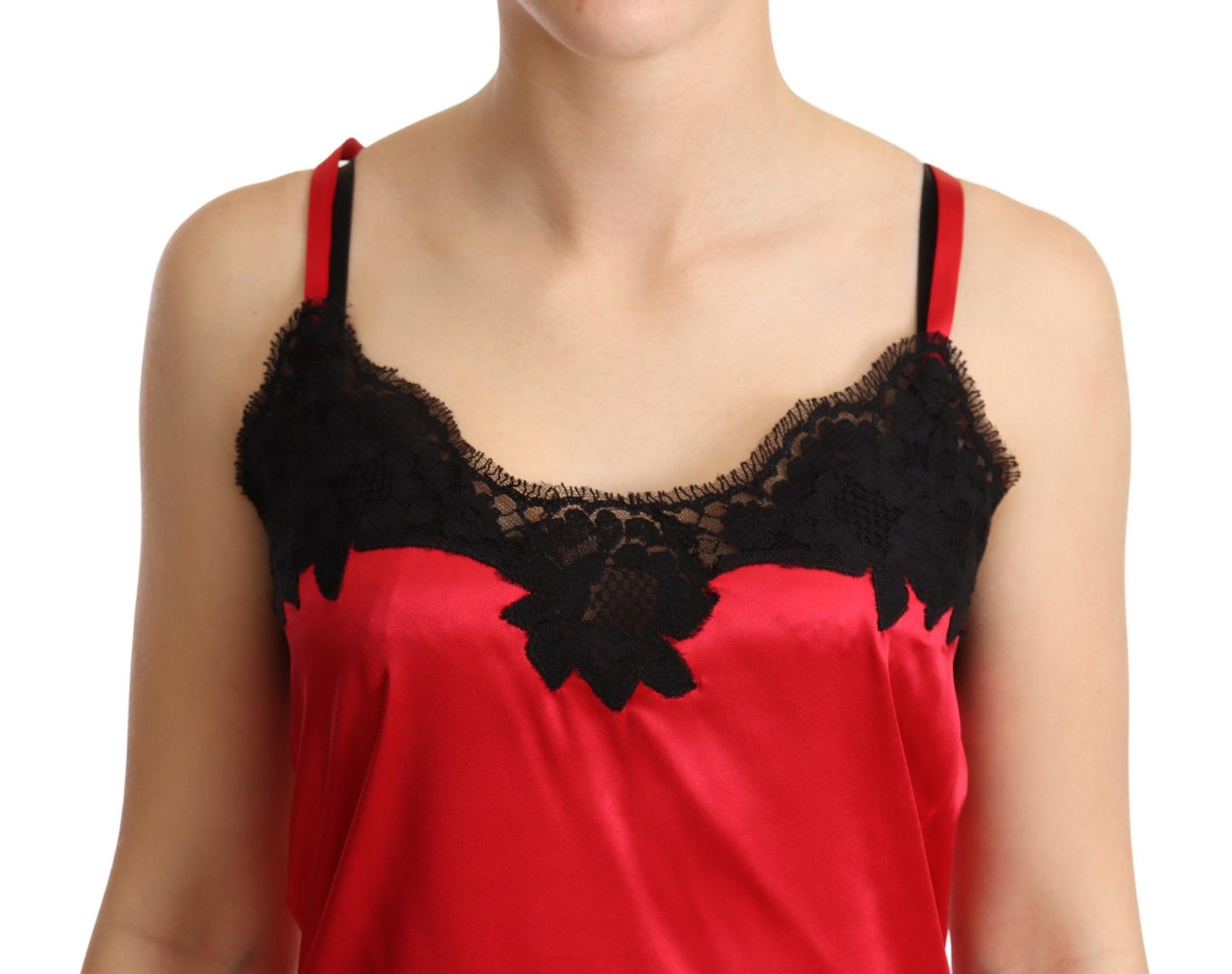 Bezauberndes rotes Spitzen-Camisole aus Seidenmischung