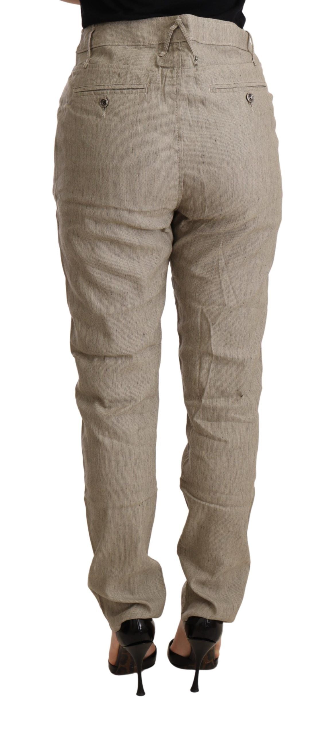 Schicke beige Baggy-Hose mit mittlerer Taille für einen anspruchsvollen Stil