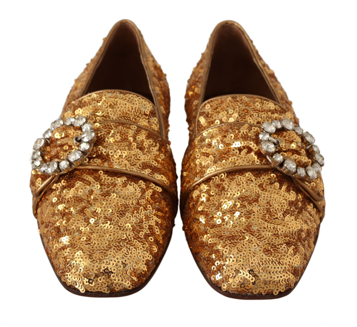 Elegante Ballerinas mit goldenen Pailletten und Kristallen