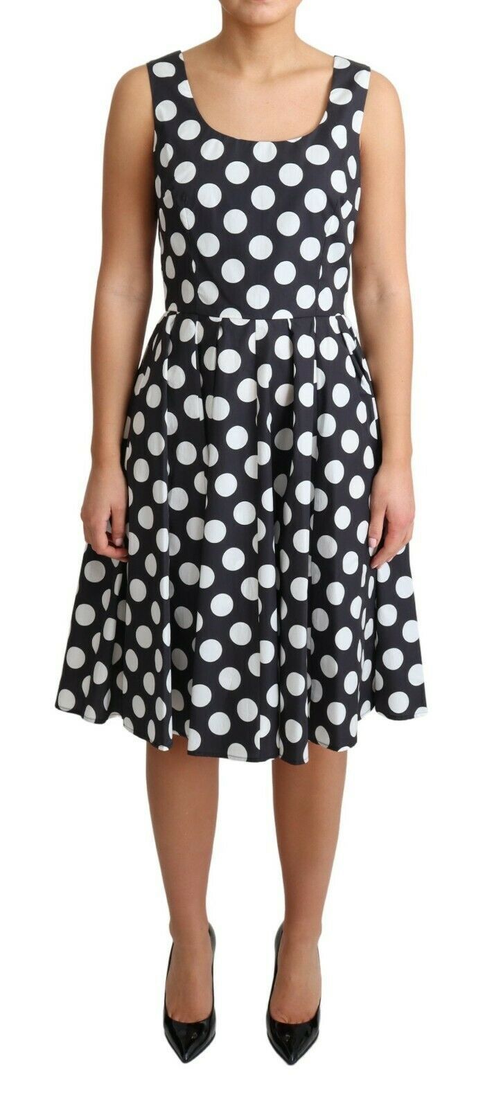 Ärmelloses A-Linien-Kleid mit Polka Dot-Muster