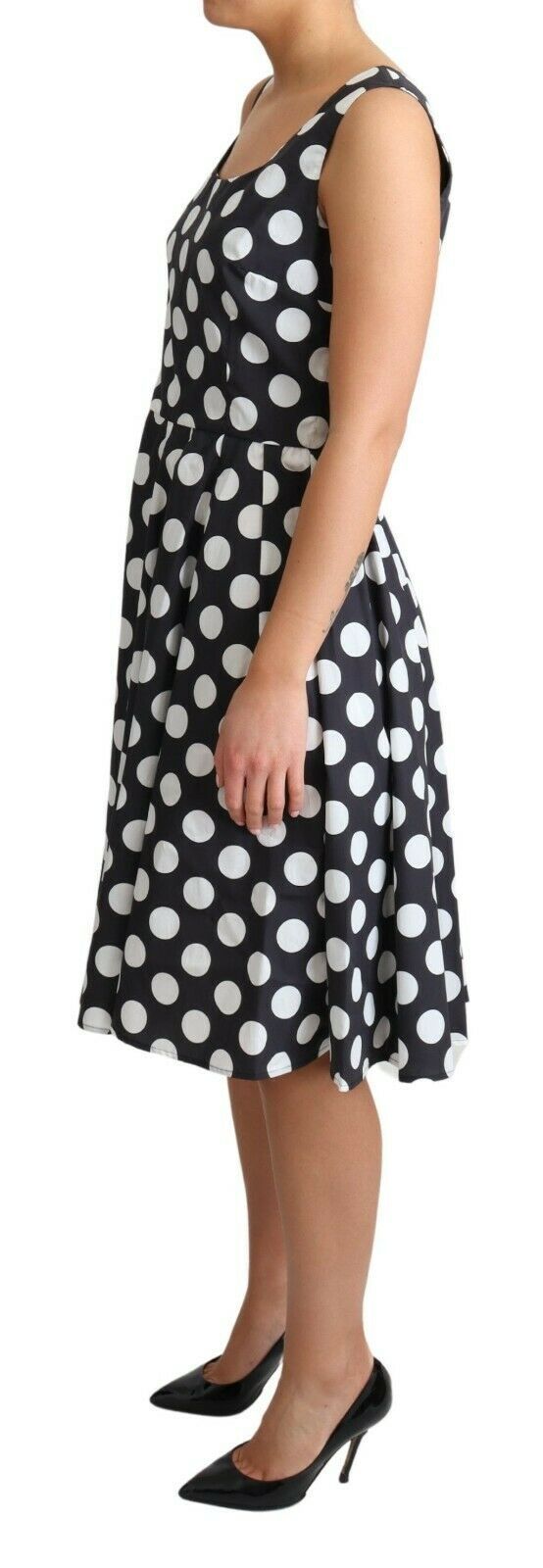 Ärmelloses A-Linien-Kleid mit Polka Dot-Muster