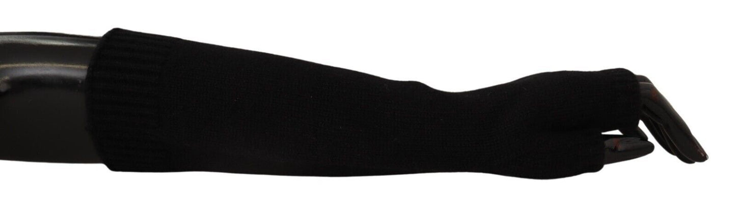 Elegante schwarze fingerlose Handschuhe aus Kaschmir