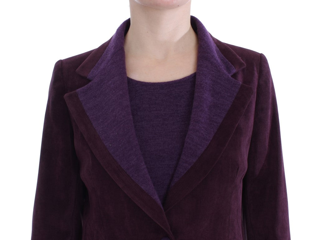 Elegant Purple Wool Blend Three Piece Suit Set