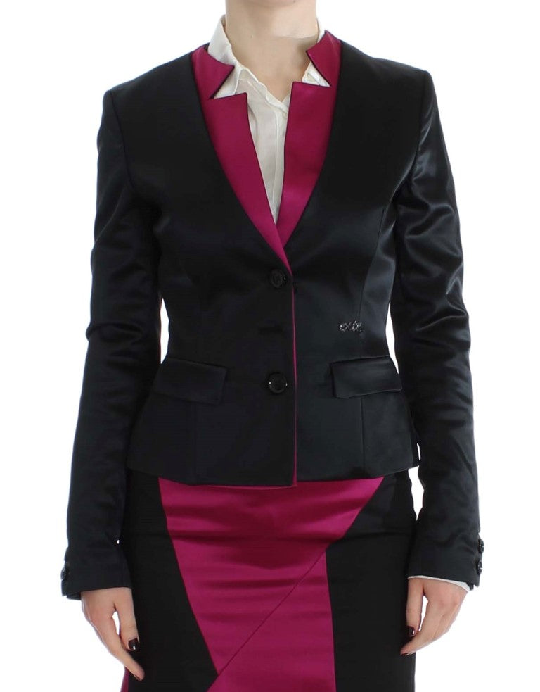 Schicker einreihiger Blazer in Schwarz und Rosa