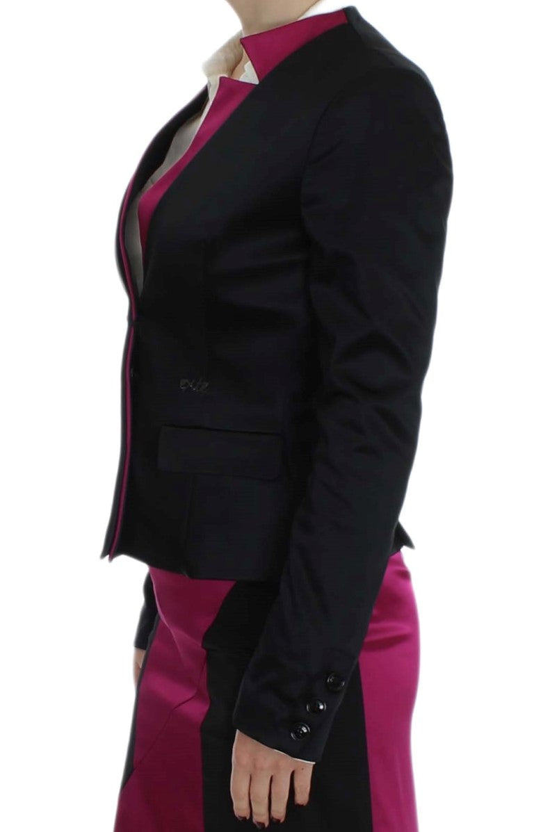 Schicker einreihiger Blazer in Schwarz und Rosa