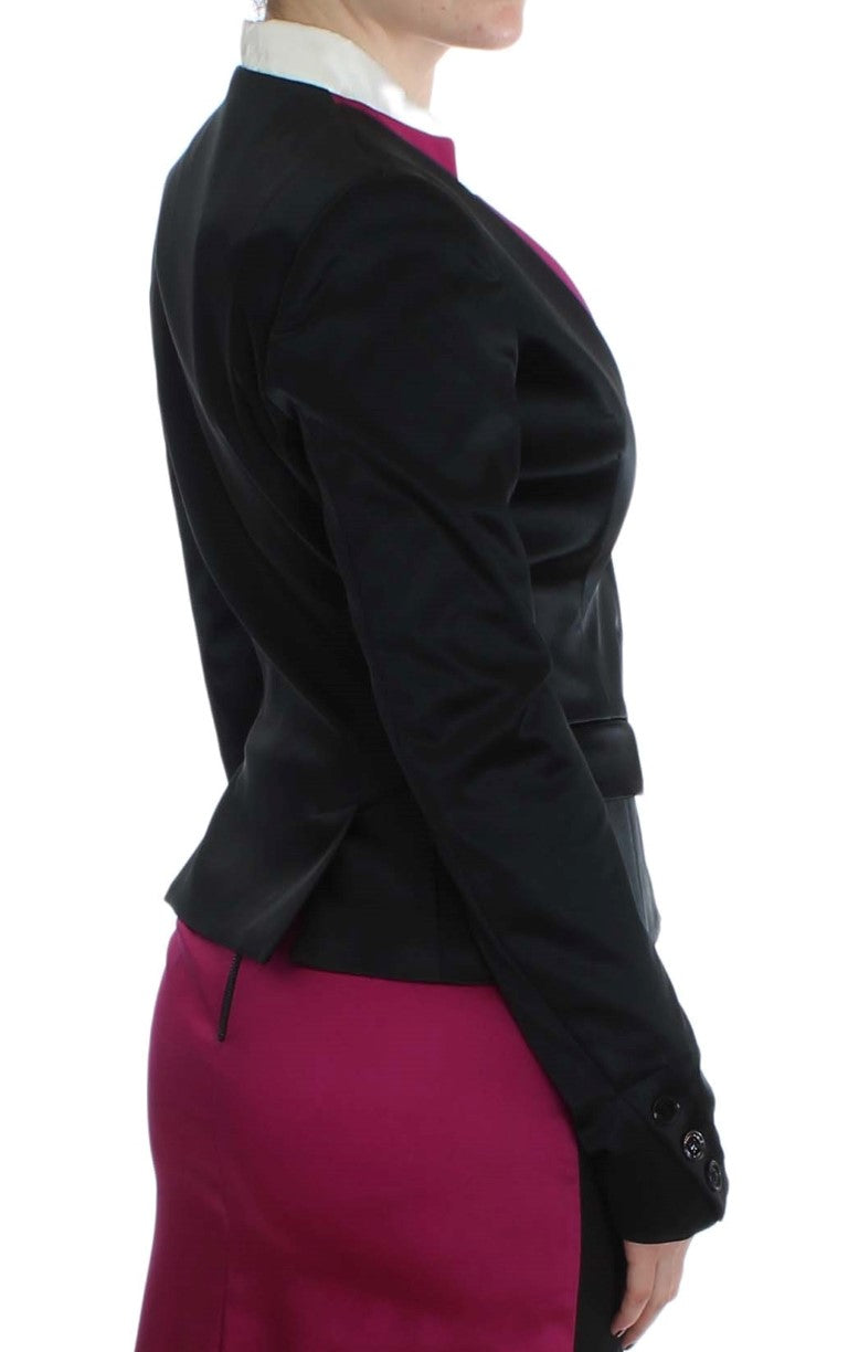 Schicker einreihiger Blazer in Schwarz und Rosa