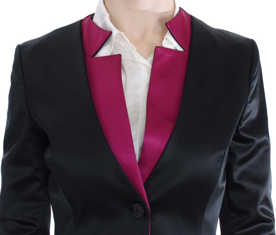 Schicker einreihiger Blazer in Schwarz und Rosa