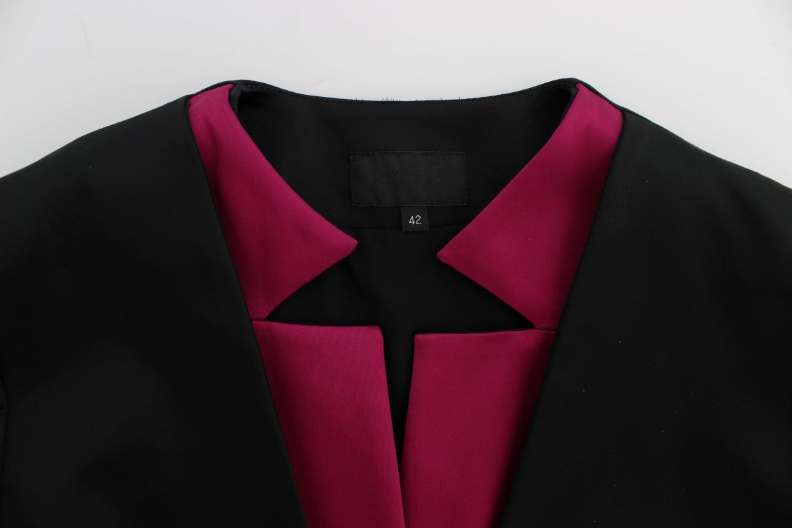 Schicker einreihiger Blazer in Schwarz und Rosa