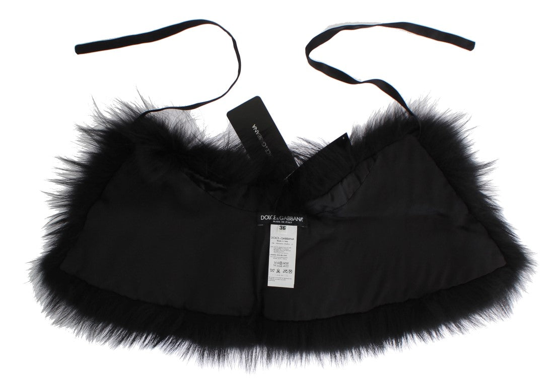 Black Fox Fur Chic olkakääre