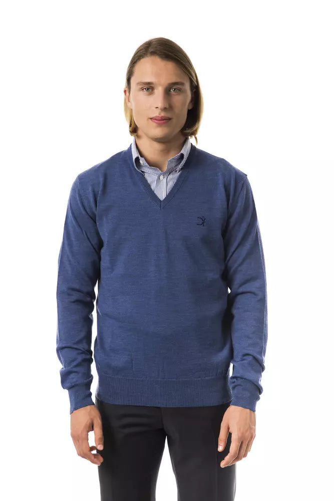 Blauer Herrenpullover aus Merinowolle