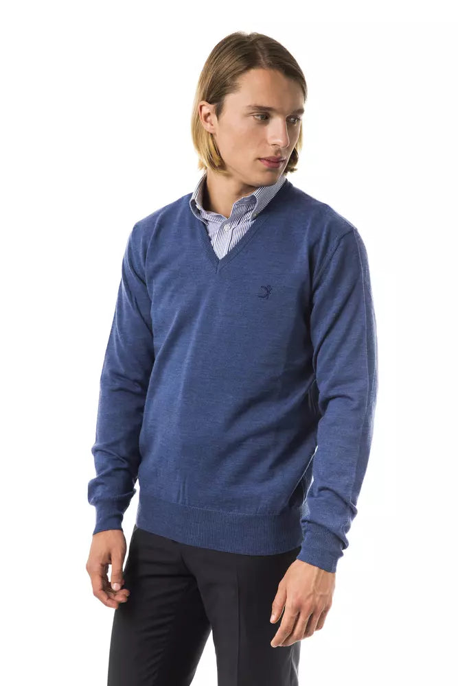 Blauer Herrenpullover aus Merinowolle