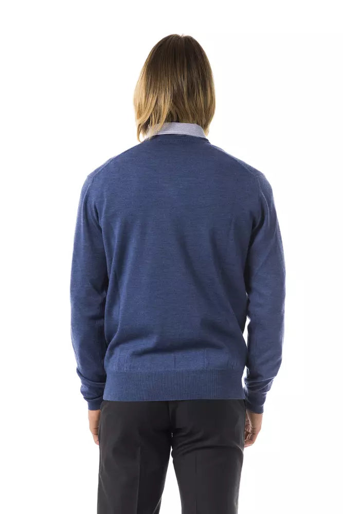 Blauer Herrenpullover aus Merinowolle