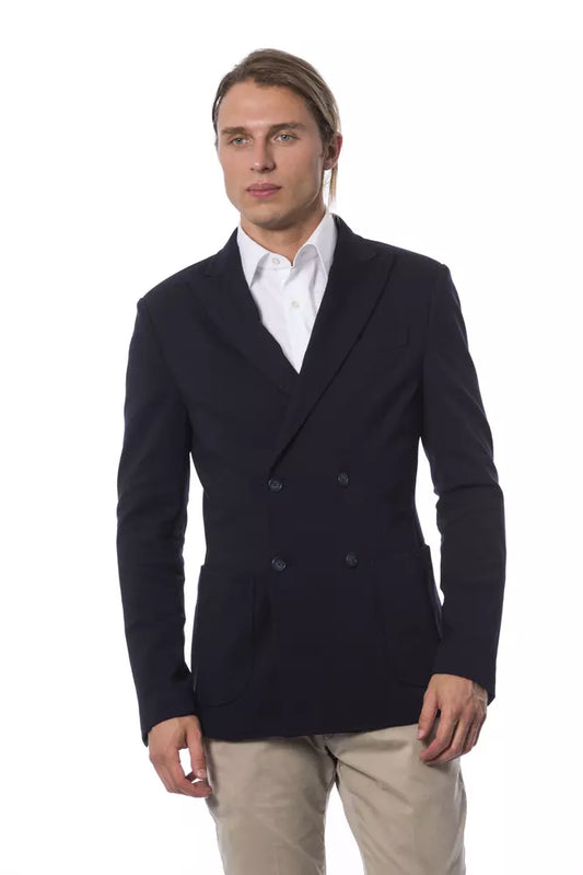 Blauer Viskose-Blazer für Herren