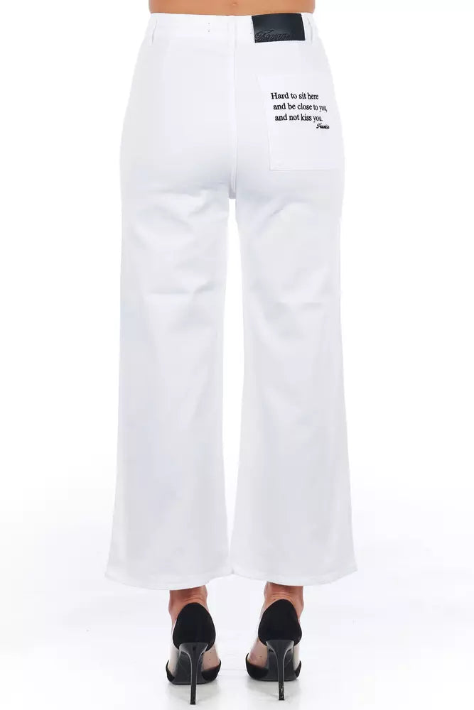 White Cotton Women Trouser