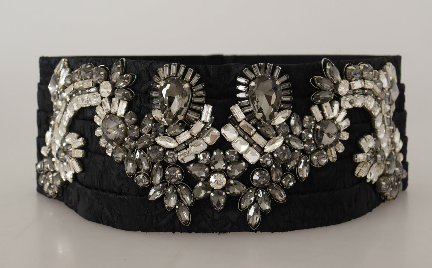 Elegant Rhinestone-Embellished Silk Belt