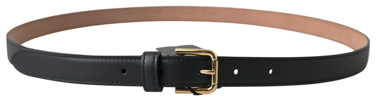 Elegant Italian Leather Belt with Metal Buckle