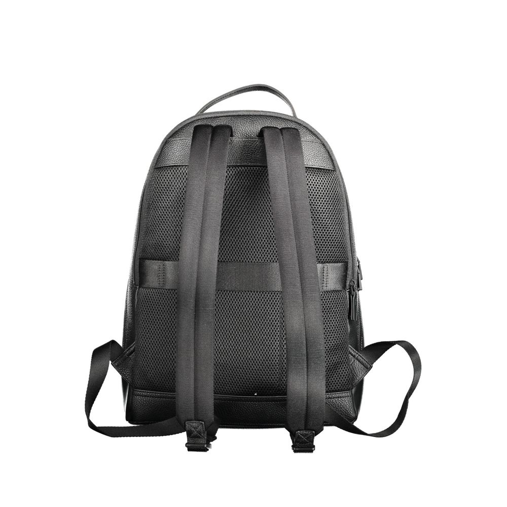 Black Polyethylene Men Backpack