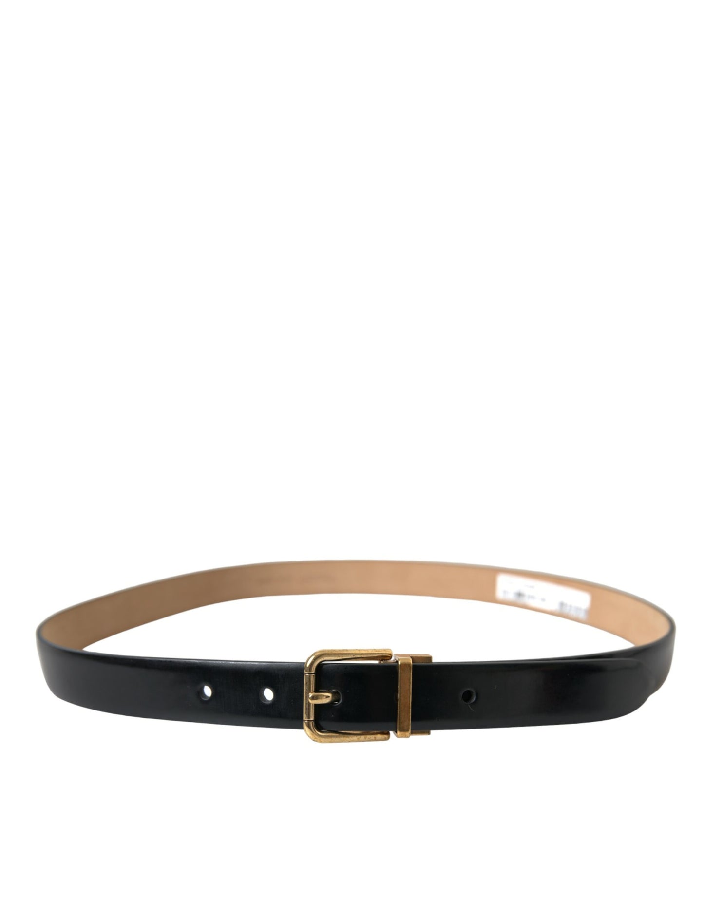 Elegant Black Leather Waist Belt with Logo Buckle