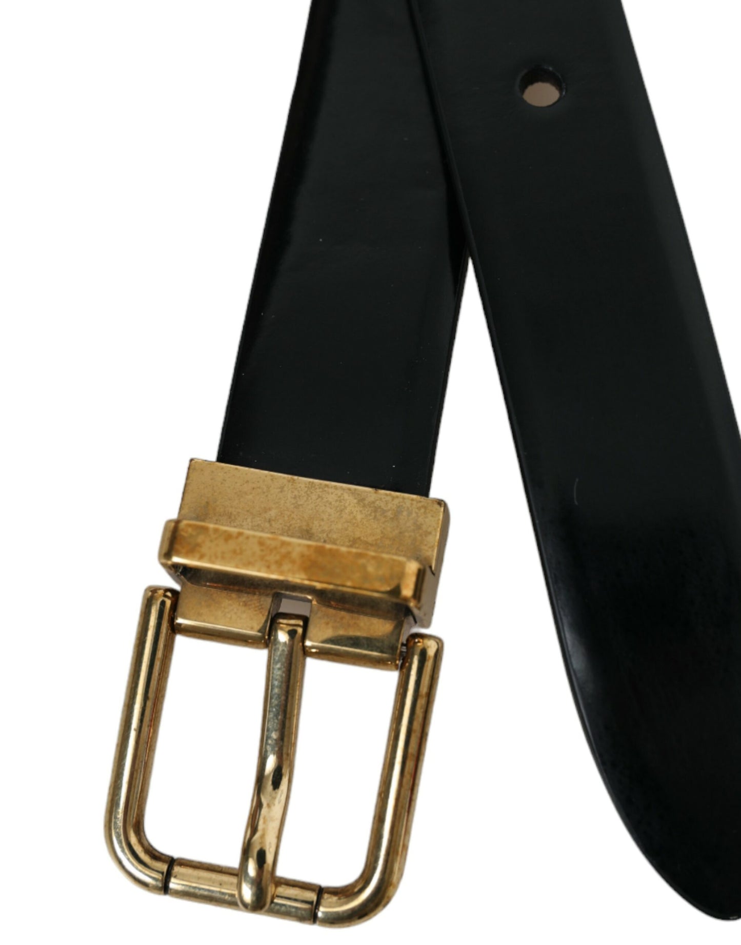 Elegant Black Leather Waist Belt with Logo Buckle