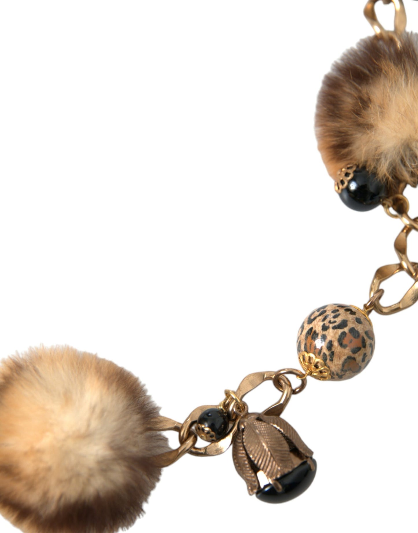 Kultainen messinki Leopard Fur Pearl Collier -ketjuvyö