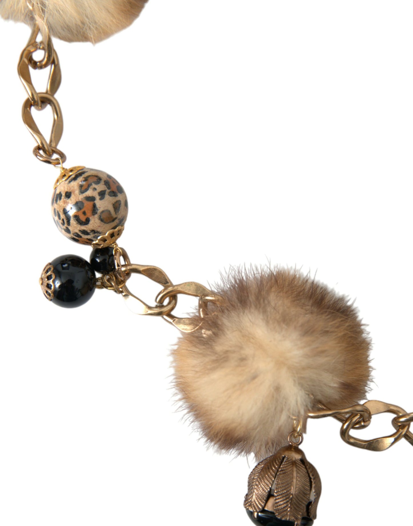 Kultainen messinki Leopard Fur Pearl Collier -ketjuvyö