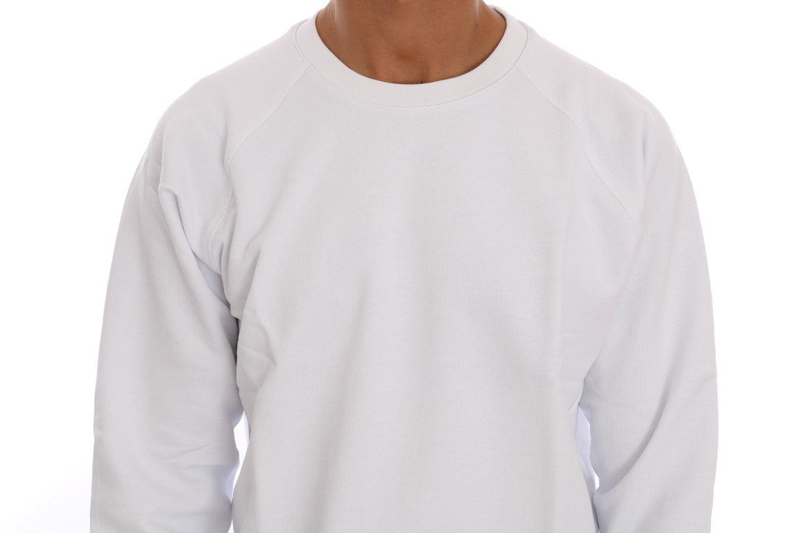 Elegant White Crewneck Cotton Sweater