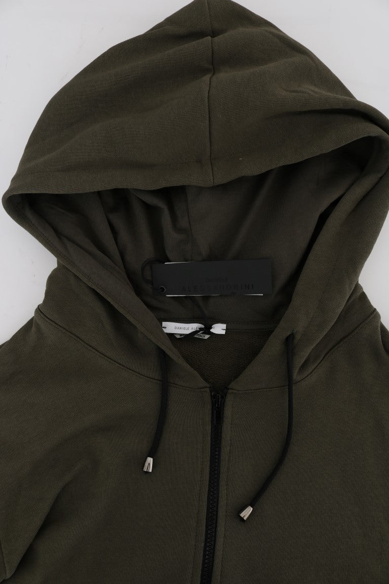 Elegant Green Full Zip Hooded Sweater