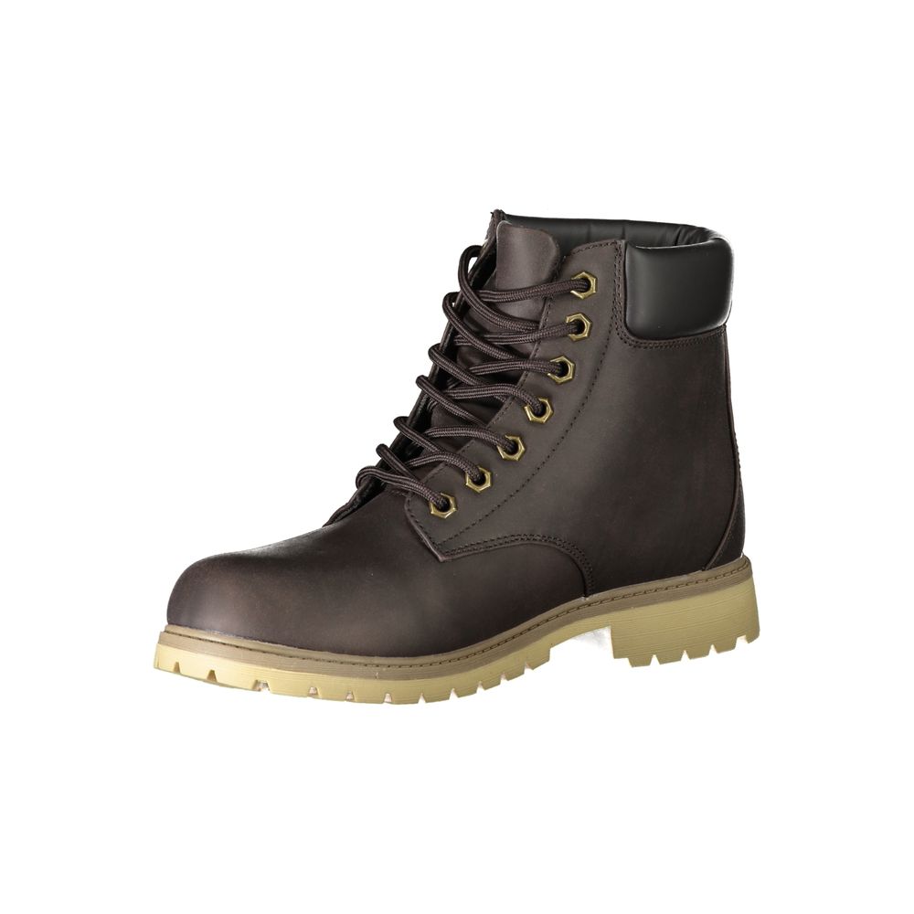 Brown Polyester Men Boot